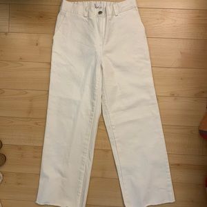 Oak + Fort Cropped White Jeans Size M High Waist